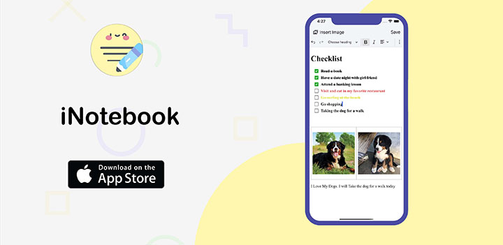 iNotebook | Take notes, Editor Notes, Create checklists, PDF Export, Spending Management
